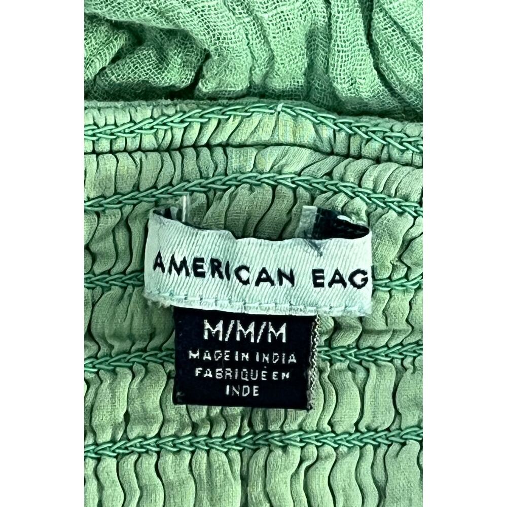 American Eagle Green Smocked Ruffle Crop Tank Size M - Picture 2 of 7